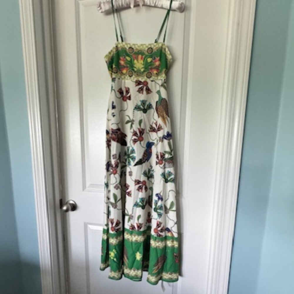 NWT Commense Birdie print long dress w/ adjustable straps and pockets, XS